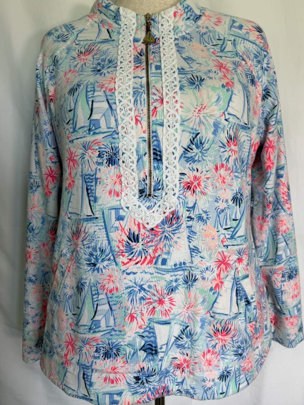 Lilly Pulitzer beautiful long-sleeve quarter zip pullover .  XL extra large